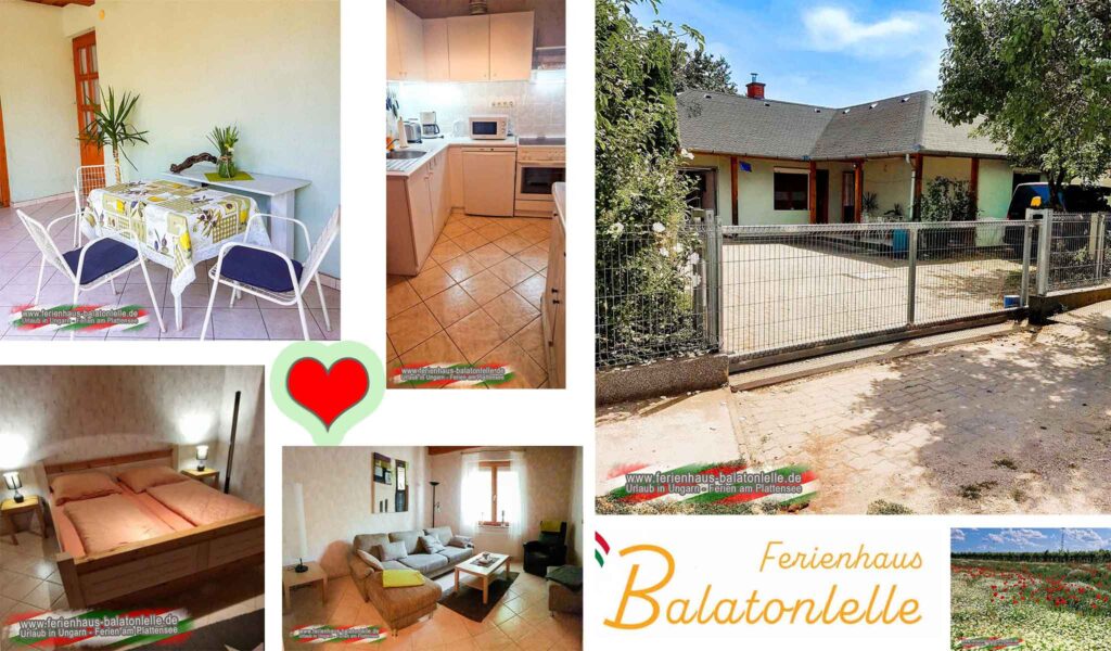 Hundefreundliches Ferienhaus in Balatonlelle am Balaton mit eingezäuntem Grundstück, Terrasse, Küche, Schlafzimmer und ruhiger Lage nahe dem See